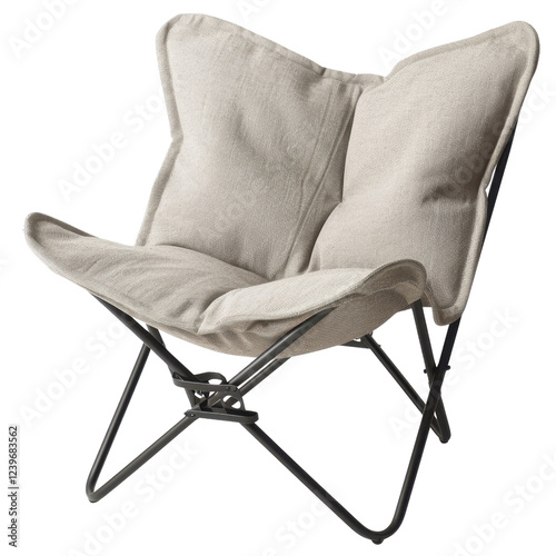 Cozy folding chair with soft fabric seat and metal frame, perfect for relaxation and casual seating in any space. Ideal for indoor or outdoor use