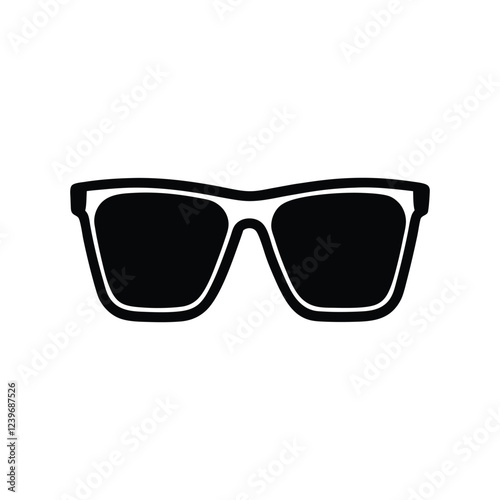Vector silhouette of black sunglasses featuring stylish frame perfect for branding templates summer travel and sun protection icons
