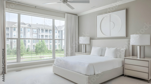 Modern Minimalist White Bed...