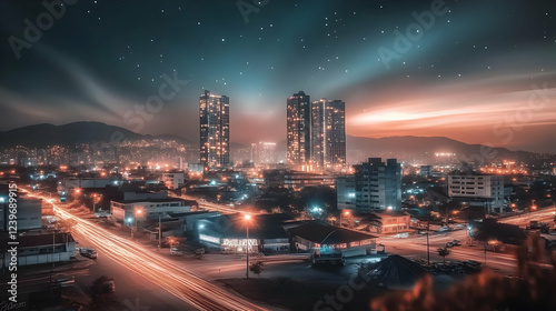 Cityscape at Night with Ill...