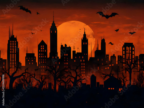 Spooky Cityscape Silhouette...