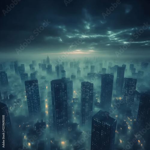 Dark Cityscape at Night wit...
