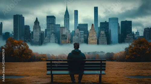 Man Sits Contemplatively on...