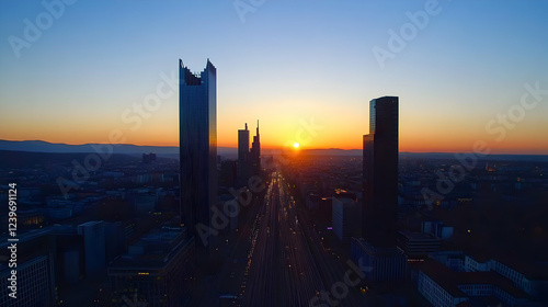 Urban Sunset Skyline: Skysc...