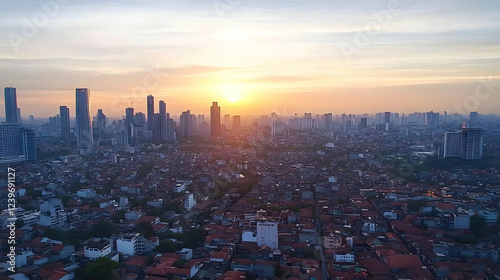 Cityscape at Sunset Shows D...