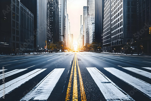 Empty City Street at Sunset...
