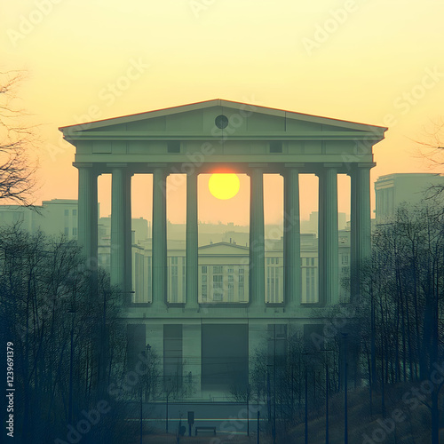 Classical Building with Pil...