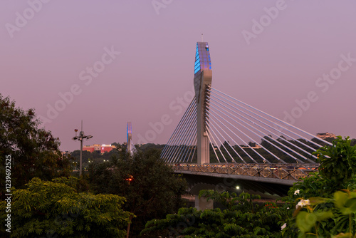 Durgam Cheruvu bridge at Hitech city, Hyderabad, in India.