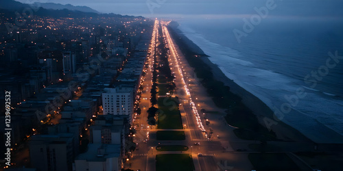 Coastal Cityscape Illuminat...