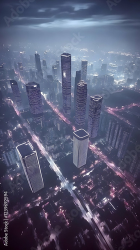 Illuminated Cityscape at Ni...