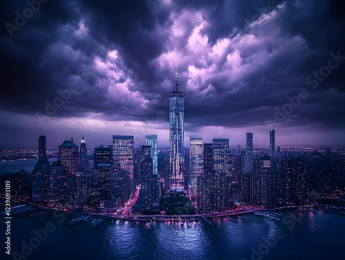 Cityscape Illuminated by Ni...