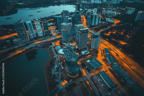 Aerial View of Cityscape Il...