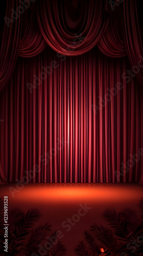 Elegant Red Stage Curtain w...