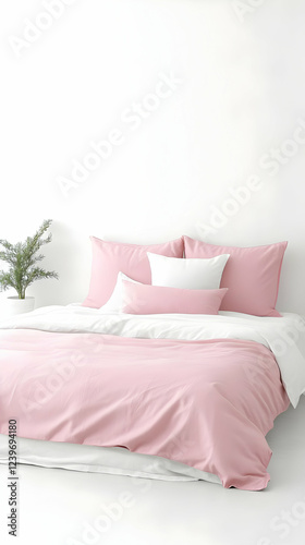 Pink Bedding on a Bed with ...