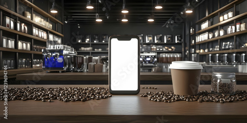 Smartphone mockup, coffee c...