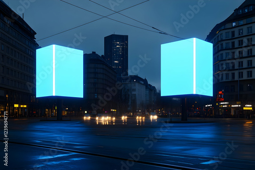 Two Large, Bright Blue Digi...