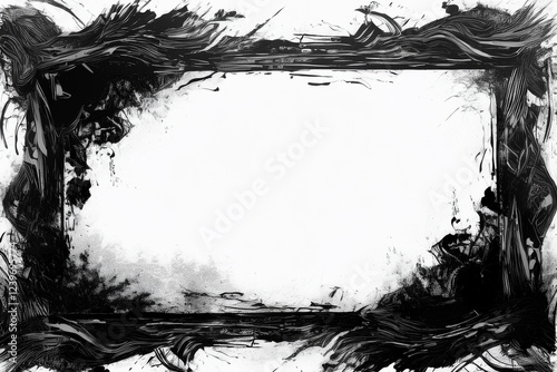 Old and dirty black frames with blank, copyspace backgrounds. Royalty high-quality free best stock of grunge texture background overlay. Empty for design baner, backdrop. Horror, scary concept