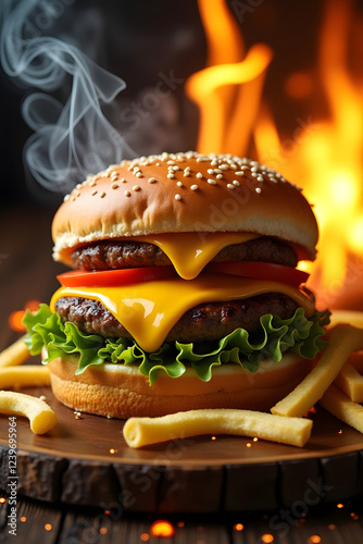 Fire-Grilled Burger – A Mouthwatering Visual Treat