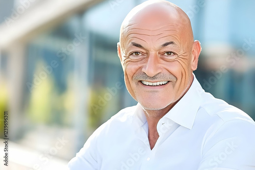 Portrait of a Smiling Bald ...