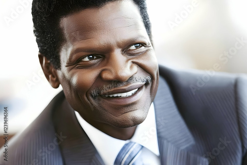 Smiling Businessman Looks U...