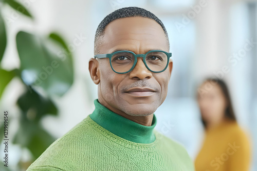 Confident Man Wearing Green...