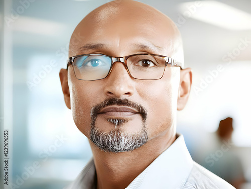 Bald Man with Glasses and G...