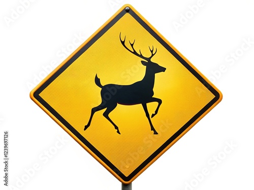 Majestic Traffic Sign Warns of Deer Crossing in Nature's Embrace
