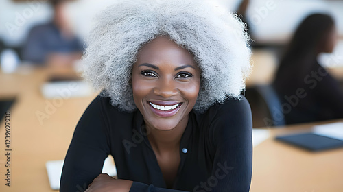 Smiling Woman with Gray Hai...