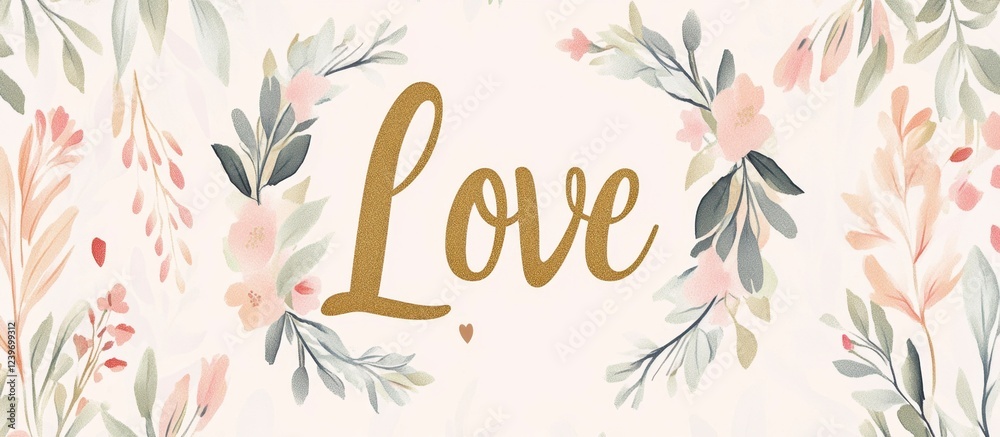 Obraz premium Watercolor Floral Love Greeting Card Design