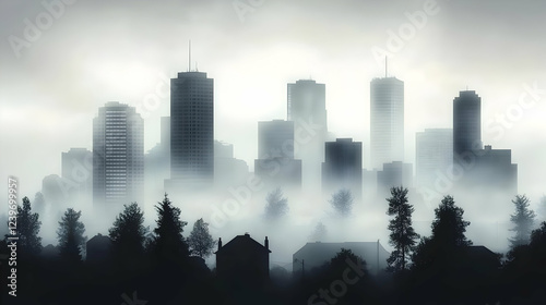 Foggy Cityscape: Towers Loo...