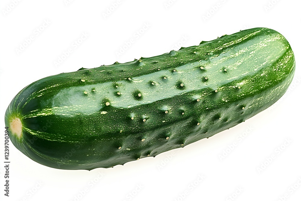 Vibrant Green Cucumber Displayed on White Background Ideal for Culinary Uses and Health Benefits : Generative AI Vibrant Green Cucumber Displayed on White Background Ideal for Culinary Uses and Health Benefits : Generative AI