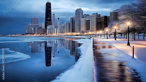 Cityscape Reflects on Icy W...