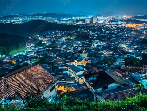 Elevated View Captures Dens...