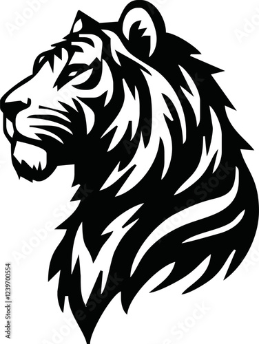 Strong and angry Tiger. The wild animal has huge muscles.vector logo or mascot for boxing team.