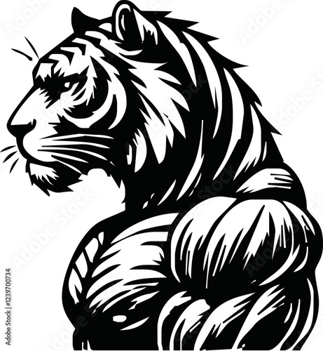 Wallpaper Mural Strong and angry Tiger. The wild animal has huge muscles.vector logo or mascot for boxing team. Torontodigital.ca