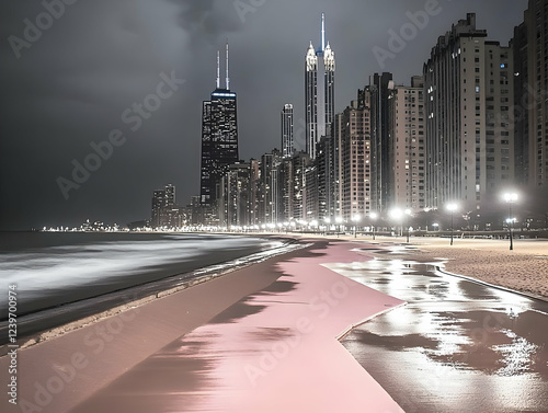 Cityscape at Night: Lit Bui...