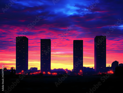 Four Skyscrapers Silhouette...