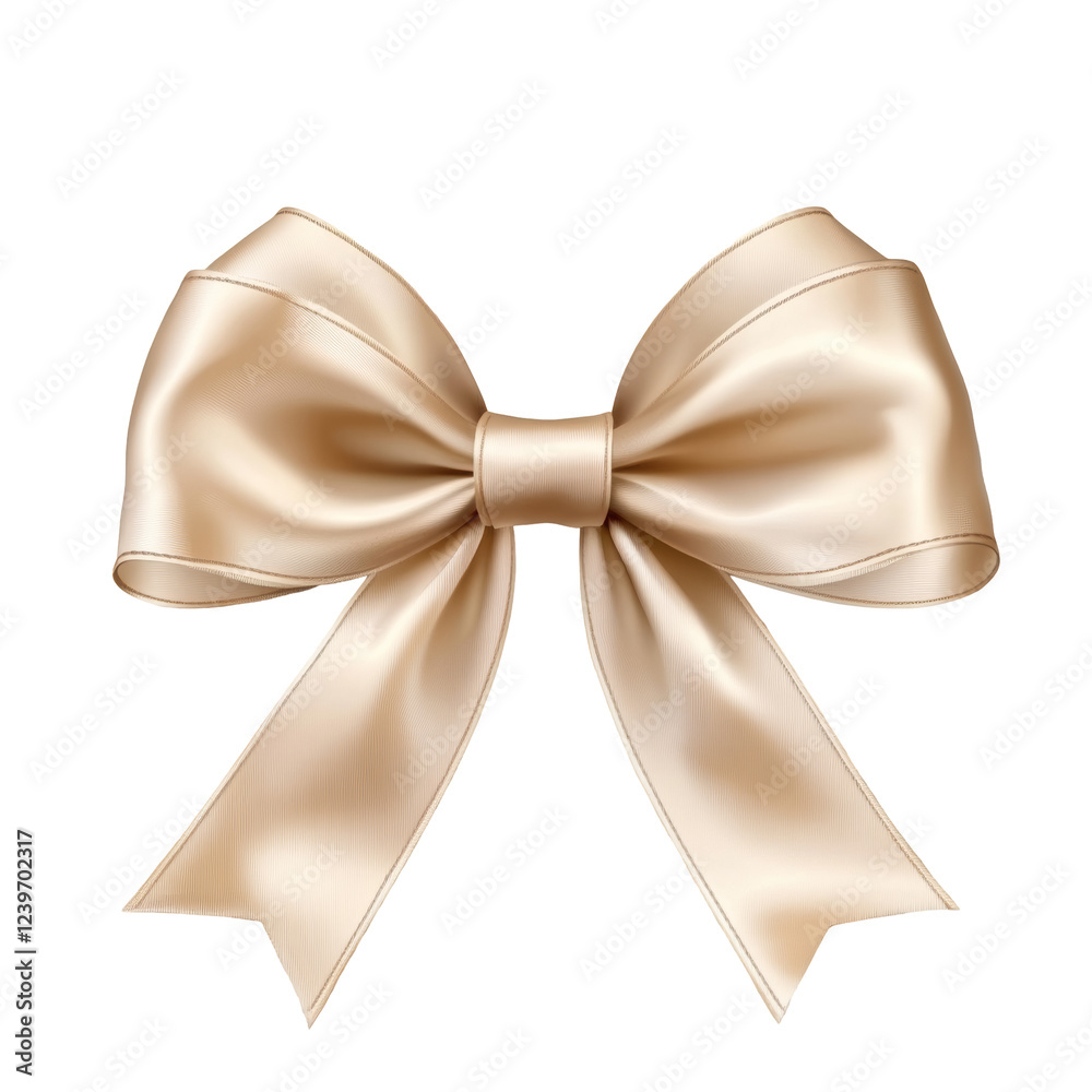 Naklejka premium Elegant beige satin bow with ribbon perfect for gift wrapping and decorations in various occasions and celebrations