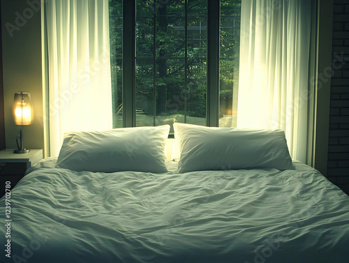Unmade Bed in Bedroom with ...