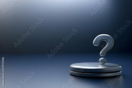 3D Silver Question Mark Sta...