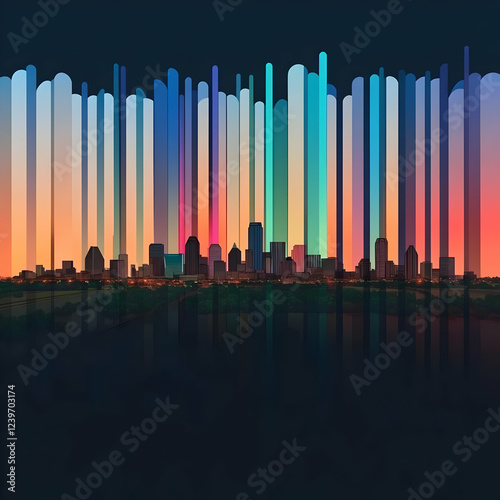 Cityscape at Sunset with Co...