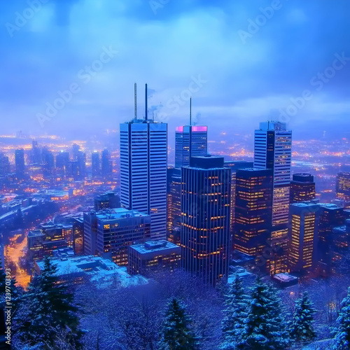 Cityscape at Dusk Shows Ill...