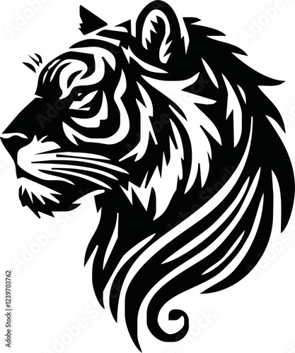 Strong and angry Tiger. The wild animal has huge muscles.vector logo or mascot for boxing team.