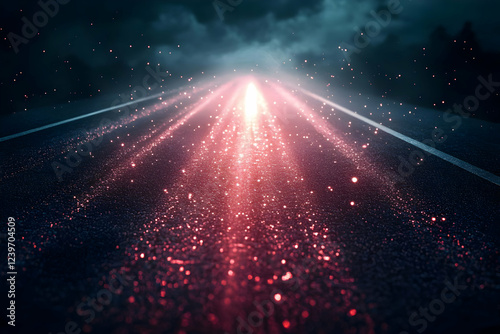 Empty Asphalt Road with Red...