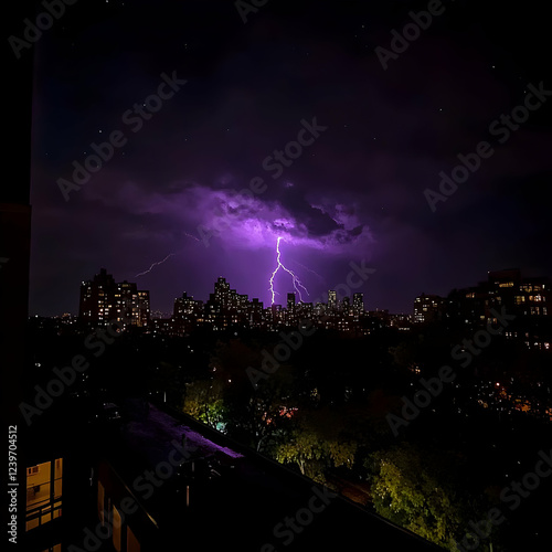 Lightning strikes illuminat...