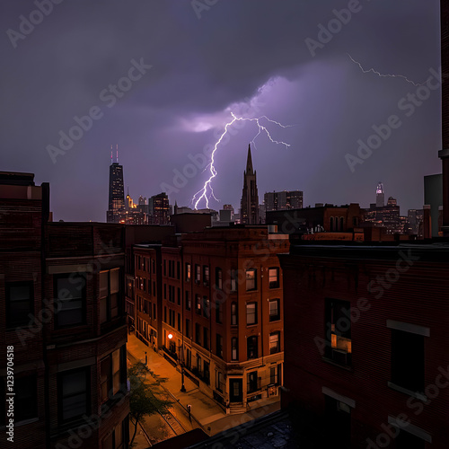 Lightning Strikes Over City...