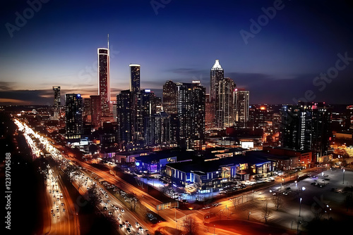 Cityscape Illuminated with ...