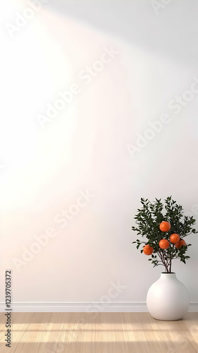 Small Orange Tree in White ...