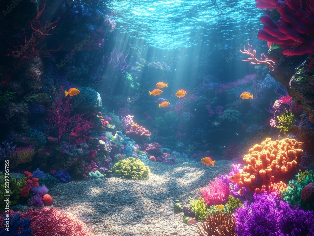 A beautiful underwater scene with a variety of colorful fish and coral. - ai A beautiful underwater scene with a variety of colorful fish and coral. - ai