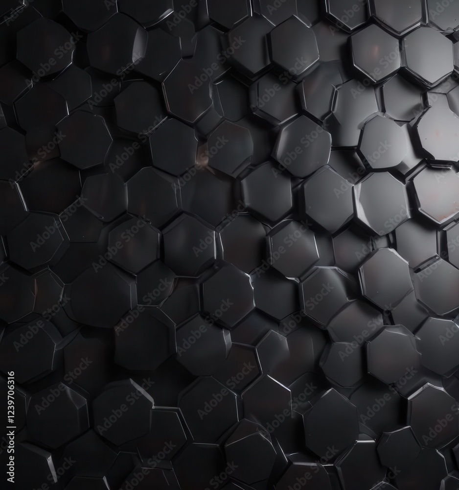 Dark hexagonal metal background with faint light emanation, metallic, ambient, hexagonal Dark hexagonal metal background with faint light emanation, metallic, ambient, hexagonal